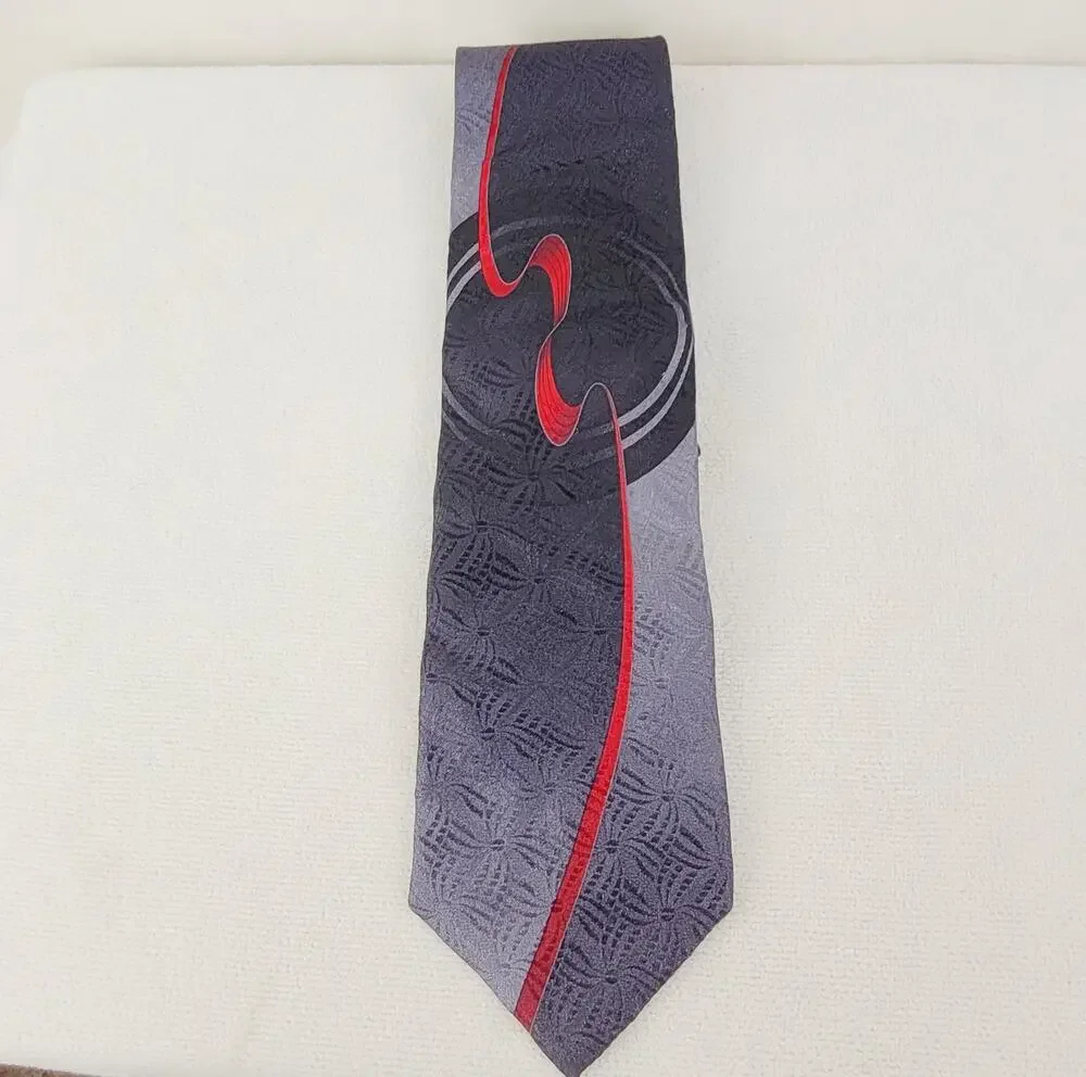 Sopranos Bada Bing black grey silk tie Retro Office Career Fan gear